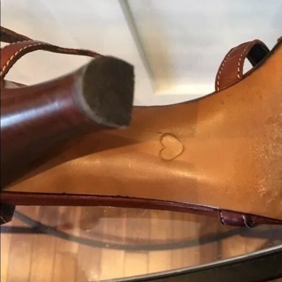 MOSCHINO BROWN JEWELED ANKLE STRAP 7.5 SANDAL AUTHENTIC - Picture 6 of 9